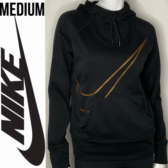 Nike Tops - Black and Gold Nike Swoosh Hoodie